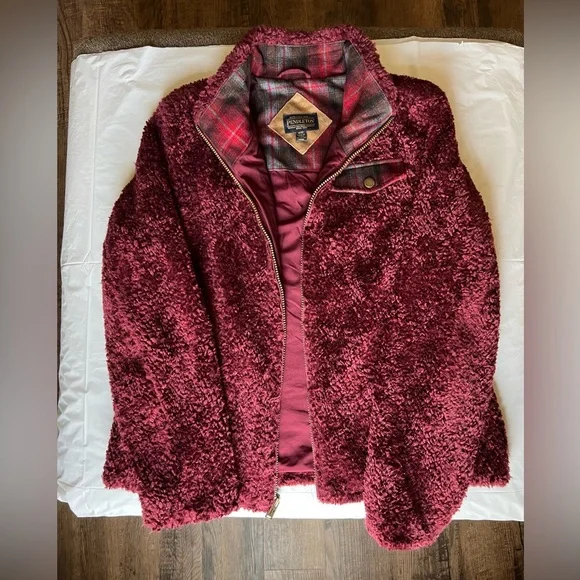 Pendleton Fuzzy Full Zip Jacket, Size M, Color: Maroon - Picture 2 of 5